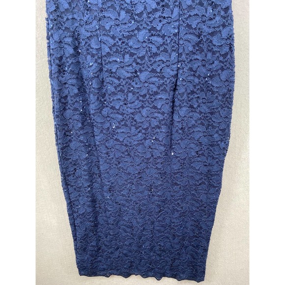 ALEX EVENINGS Dress‎ Women Sz 8 Blue Sequin Cocktail Sleeveless Stretch Lace - Picture 3 of 16